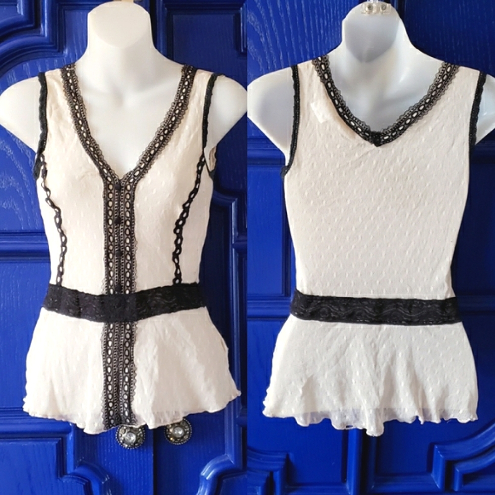 90s Vintage Sheer Camisole Tank Nude Black Lace